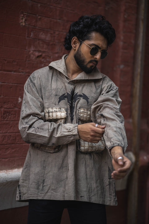 Urban Warrior Oversized Jacket – Handcrafted Grunge Aesthetic